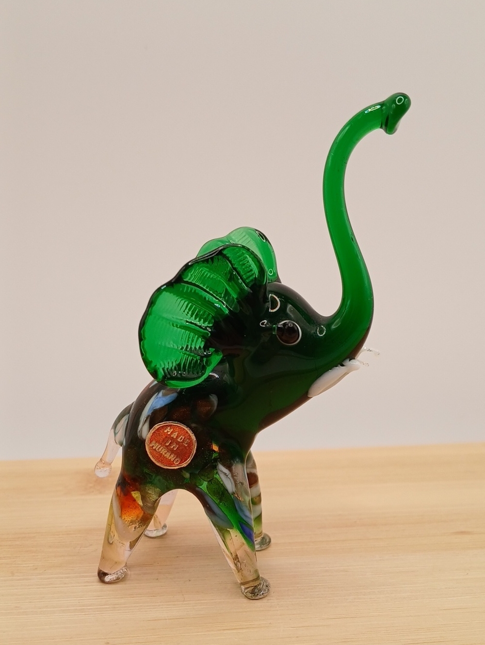 Green Murano Glass Elephant Figurine 3.75"